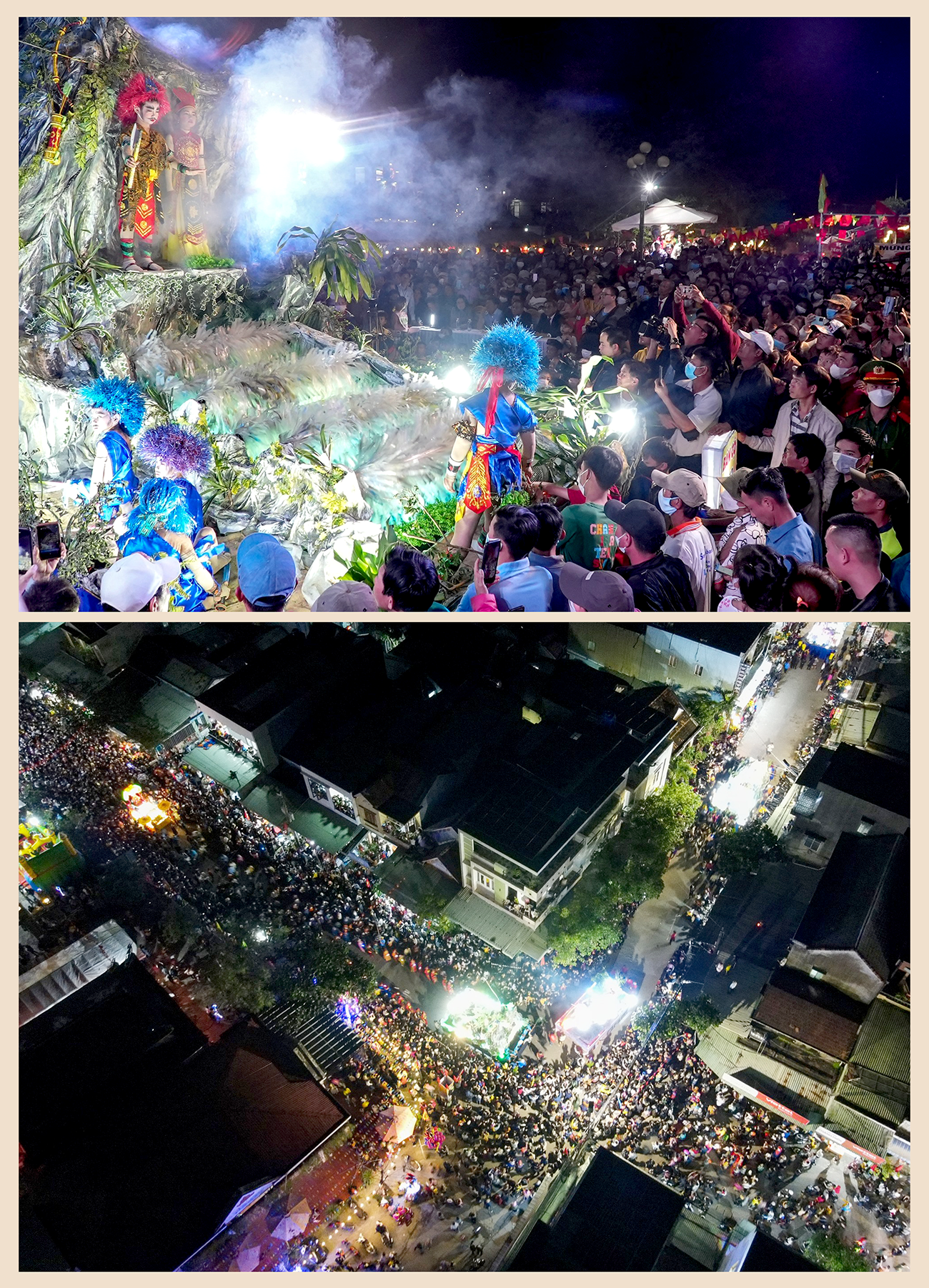 Người dân tập trung về làng Phước Ấm (xã Bình Triều, Thăng Bình) xem lễ hội rước cộ Bà Chợ Được.