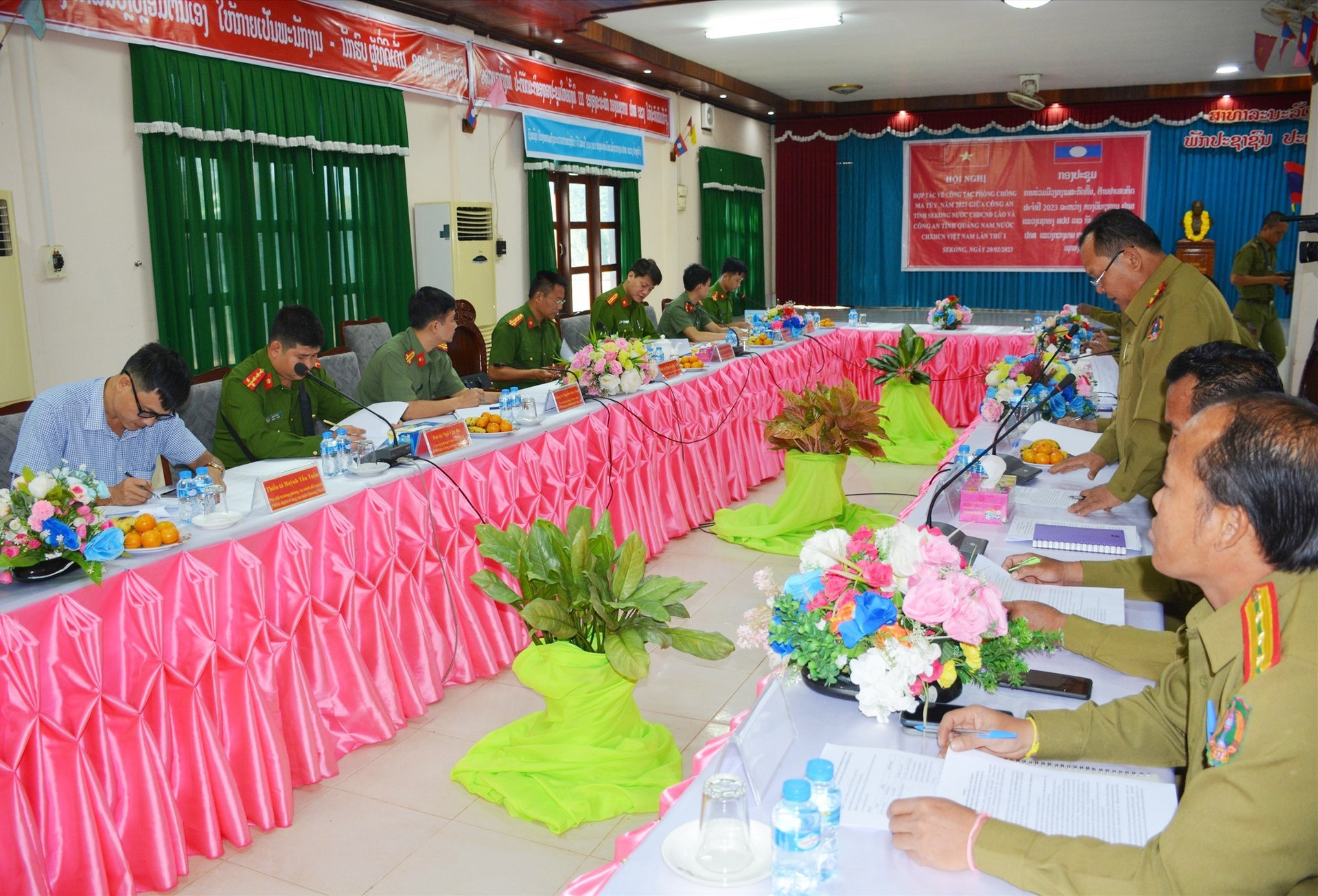 Hội nghị hợp tác phòng, chống ma túy lần thứ nhất năm 2023 được tổ chức tại tỉnh Sê Kông (Lào). Ảnh: M.T