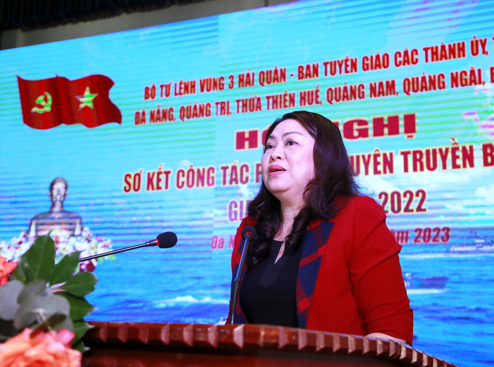 Trưởng Ban Tuyên giáo Tỉnh ủy Nguyễn Thị Thu Lan phát biểu tại hội nghị. Ảnh: T.C
