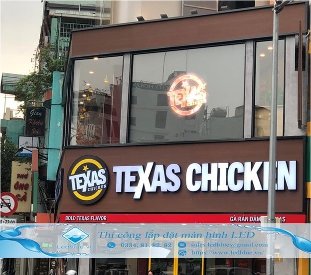 Lắp đặt màn hình led p3 cho chuỗi nhà hàng Texas Chicken. (Nguồn: Ledblue)