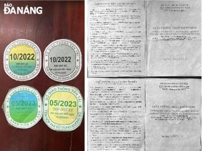 Giấy kiểm định an toàn kỹ thuật và bảo vệ môi trường giả của xe khách NKS 50F-007.43 mà cơ quan công an thu giữ.