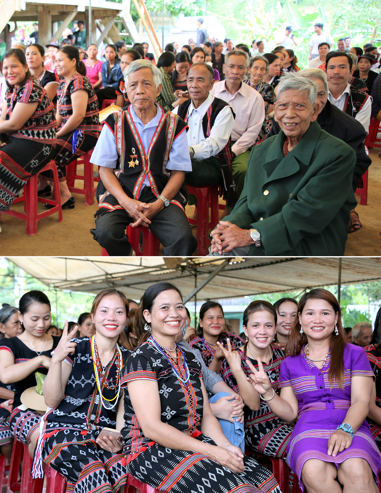 Đồng bào Cơ Tu - Kinh ở thôn Bh'lô Bền quây quần trong ngày hội đoàn kết. Ảnh: ĐĂNG NGUYÊN