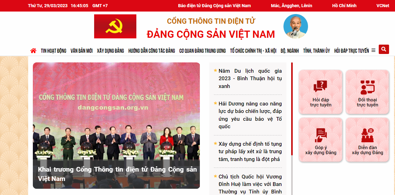 Cổng thông tin điện tử Đảng Cộng sản Việt Nam.