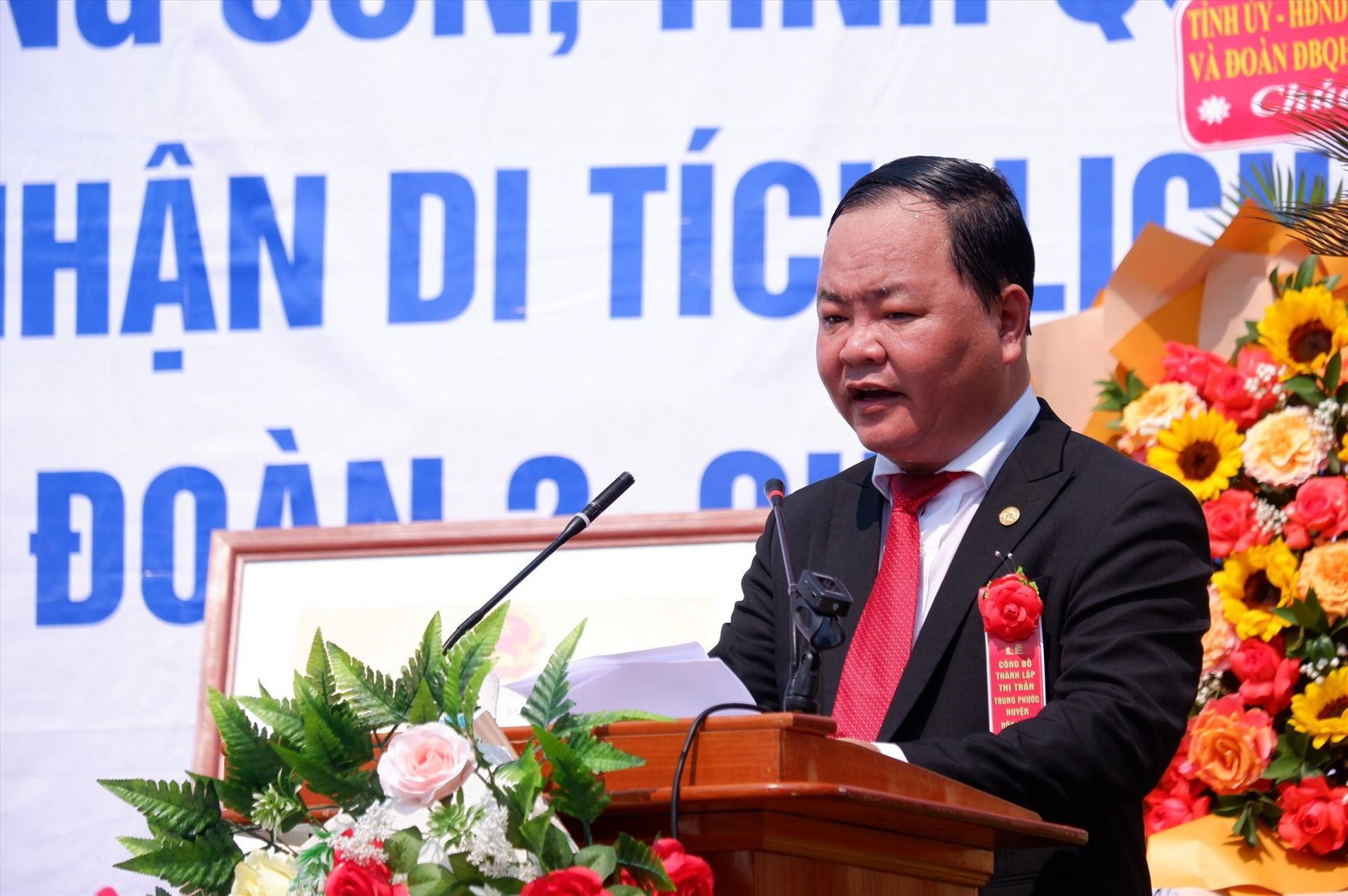 Phó Chủ tịch UBND tỉnh Nguyễn Hồng Quang phát biểu tại buổi lễ. Ảnh: H.Q