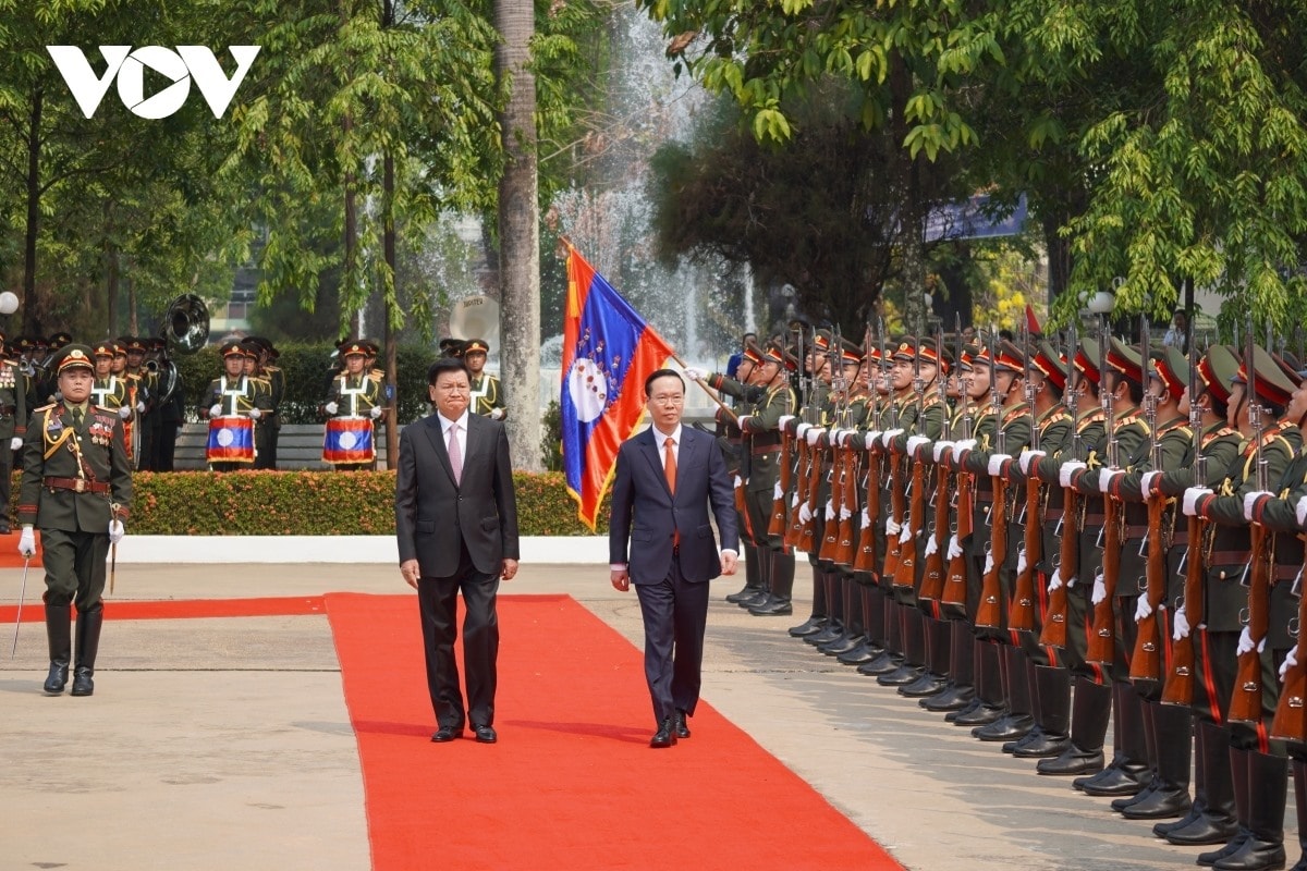 Official welcome ceremony for Vietnamese President in Laos