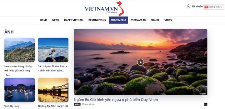 Giao diện nền tảng quảng bá hình ảnh Việt Nam https://vietnam.vn. (Ảnh chụp màn hình).