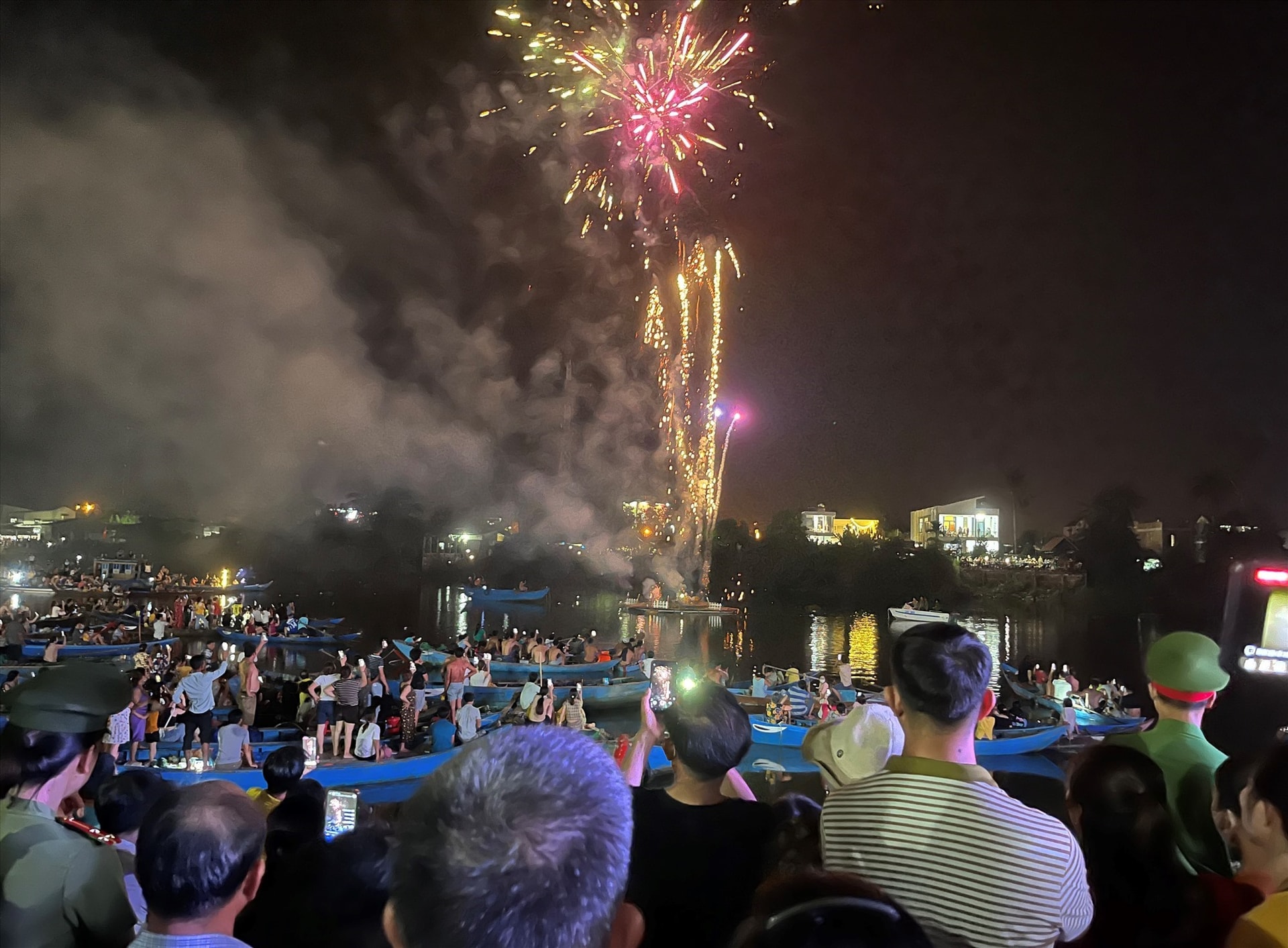 Firework at the opening ceremony of the Tam Ky Padauk Blossom Festival 2023