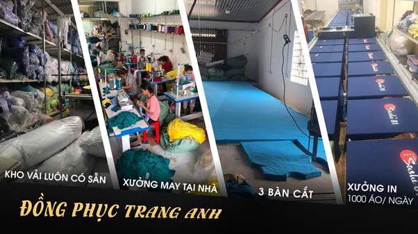 Ngoài sản xuất đồng phục theo yêu cầu, thì Xưởng may Trang Anh có sẵn kho hơn 100.000 áo cho đại lý nhập phôi về in.