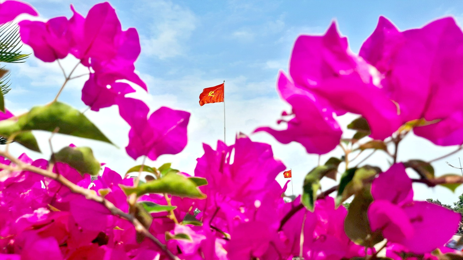 Quần thể Tượng đài Mẹ Việt Nam anh hùng rực rỡ sắc hoa trong dịp lễ 30/4 - 1/5. Ảnh: H.Đ