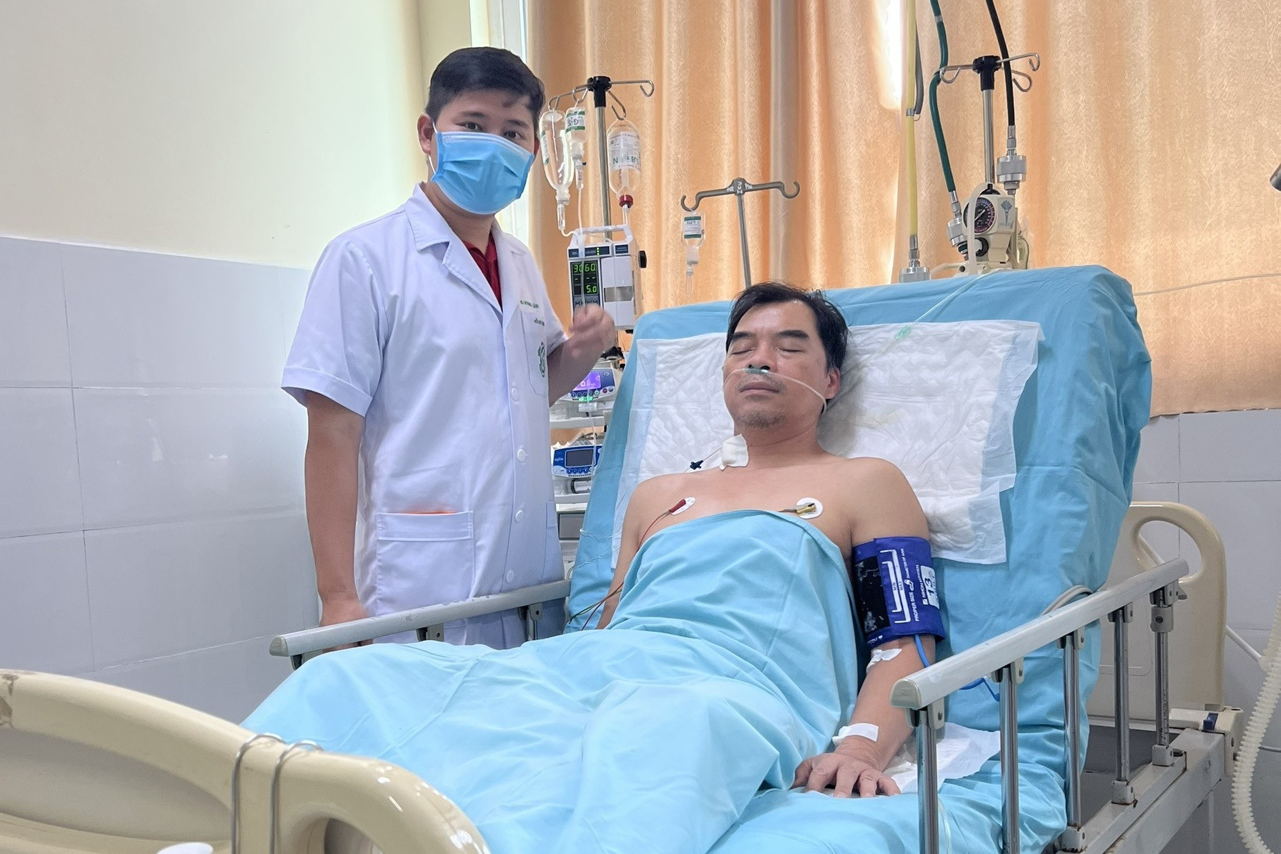 Bệnh nhân Nguyễn Văn Thuận đã hồi phục và đang được điều trị nội khoa tích cực. Ảnh: H.Đ