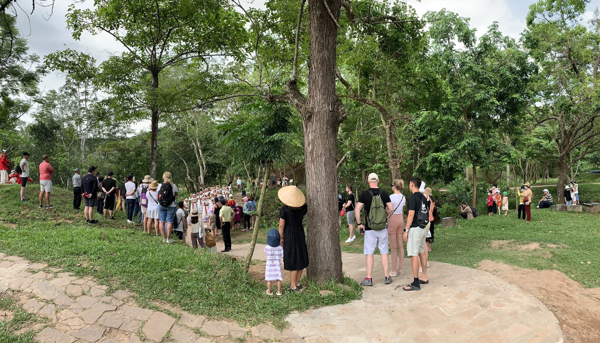 Visitors to My Son Sanctuary in Quang Nam