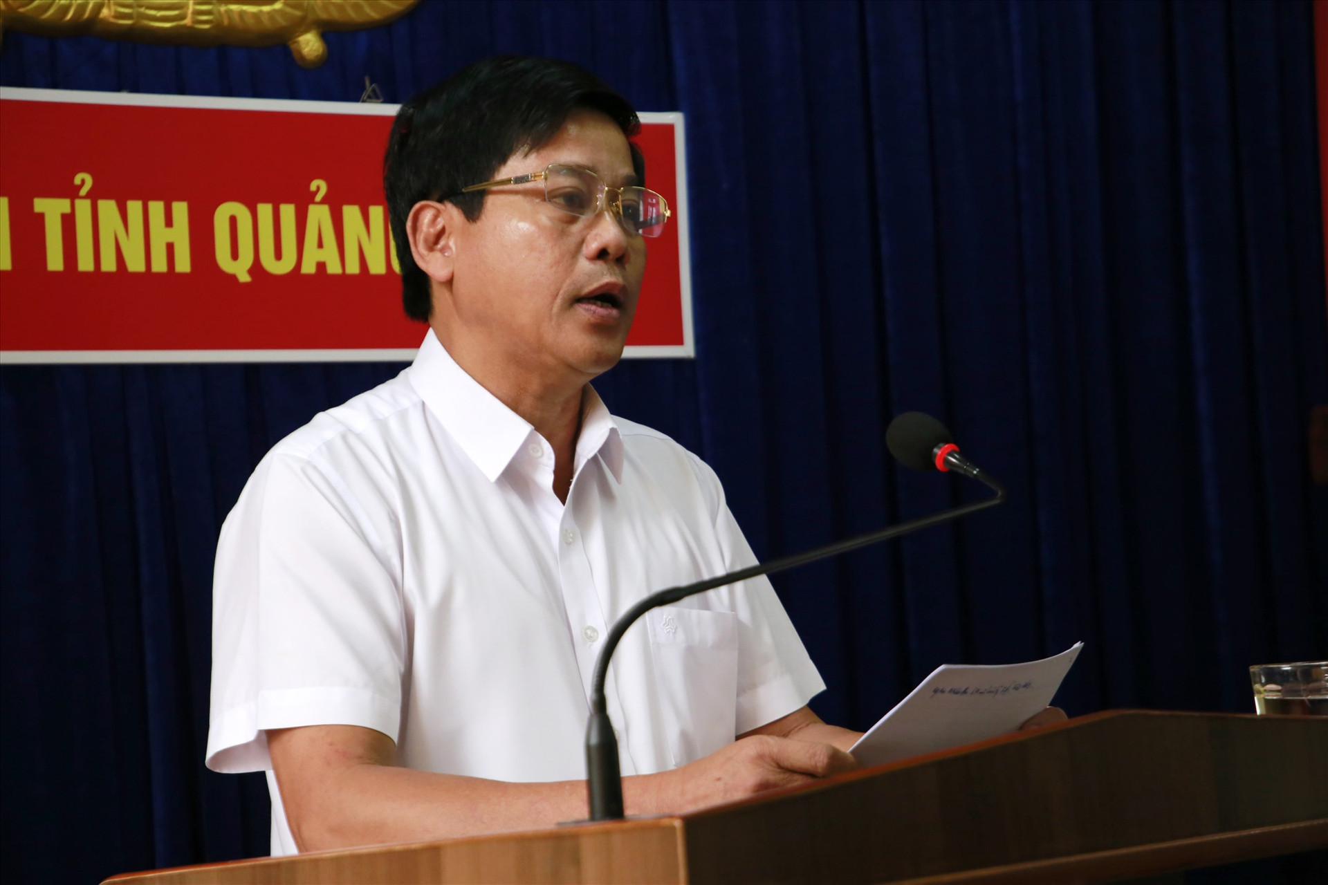 Đồng chí Dương Văn Phước phát biểu tại hội thảo khoa học. Ảnh: P.V