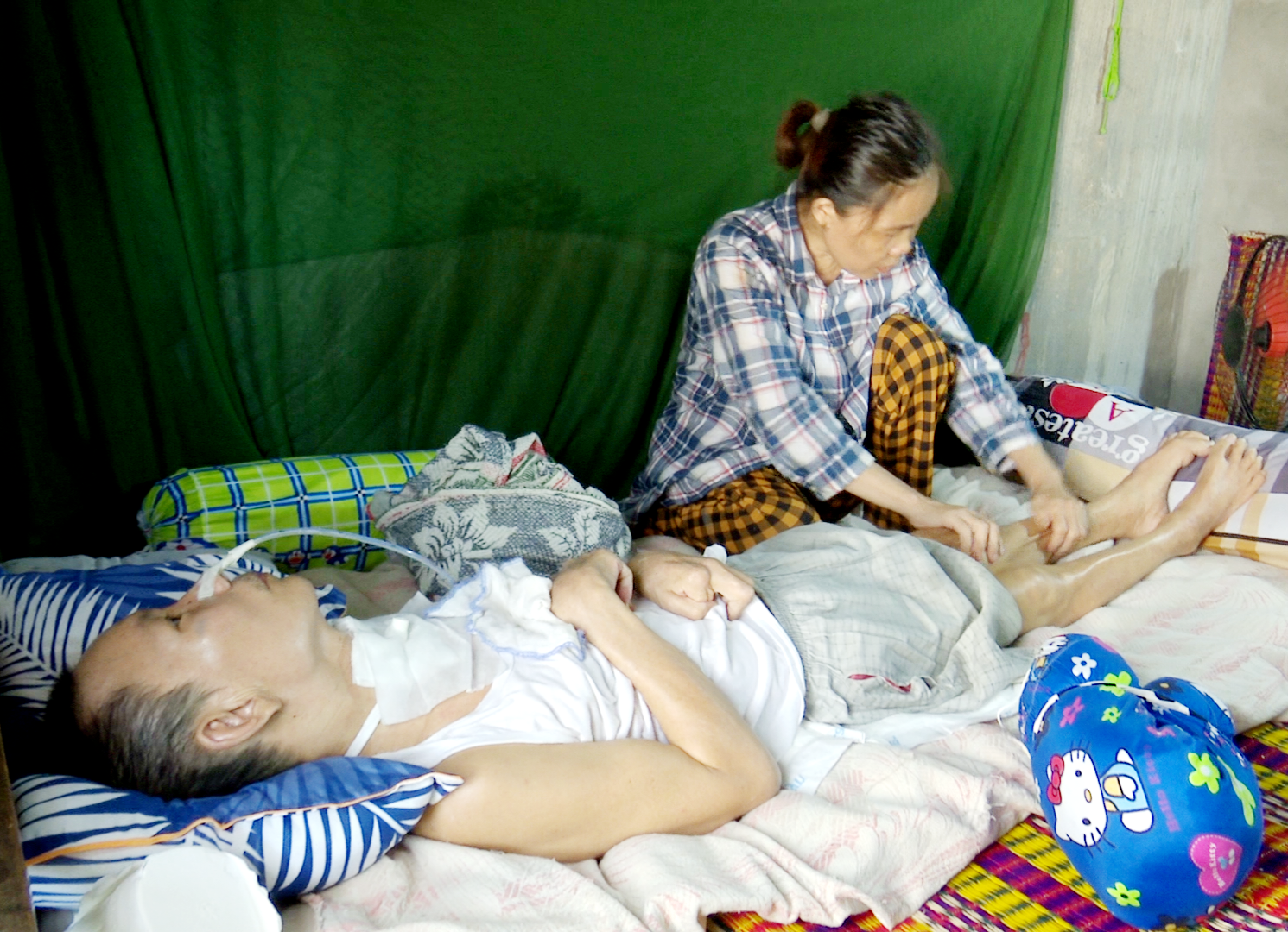 Gia đình cựu chiến binh Nguyễn Xuân Cường hết sức khó khăn, cần sự giúp đỡ. Ảnh: N.D