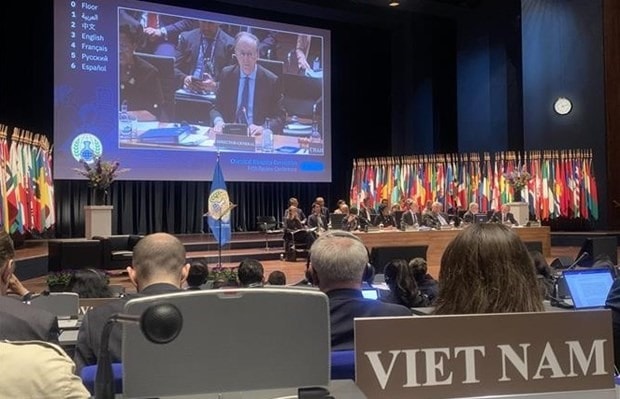 The opening session of the fifth review conference on the Chemical Weapons Convention in The Hague, the Netherlands. (Photo: VNA)