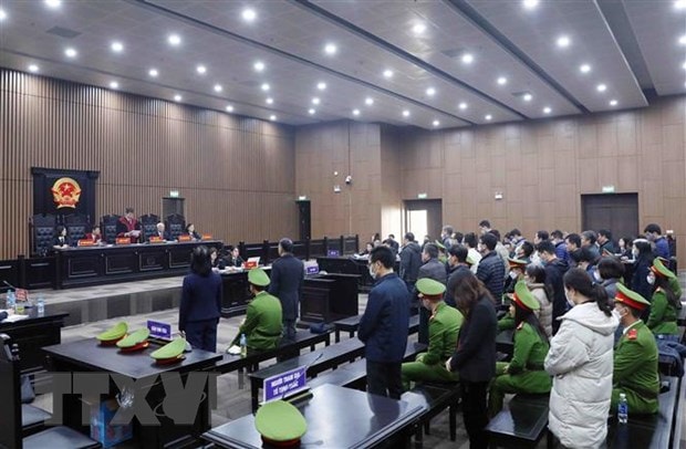 Quang cảnh buổi tuyên án sơ thẩm. (Ảnh: Phạm Kiên/TTXVN)