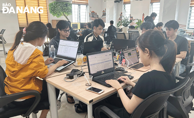 Các vườn ươm mở khóa ươm tạo để hỗ trợ dự án khởi nghiệp.  Trong ảnh: Nhân viên tại Trung tâm Ươm tạo khởi nghiệp Sông Hàn đang làm việc. Ảnh: M.Q