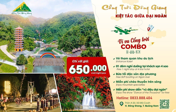 Vé Cổng trời Đông Giang với combo 650.000đ đang thu hút du khách.