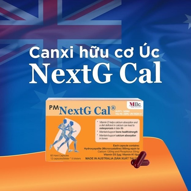 Canxi hữu cơ Úc NextG Cal dễ hấp thu, không đường nên thích hợp sử dụng cho người bị phẫu thuật tuyến giáp.