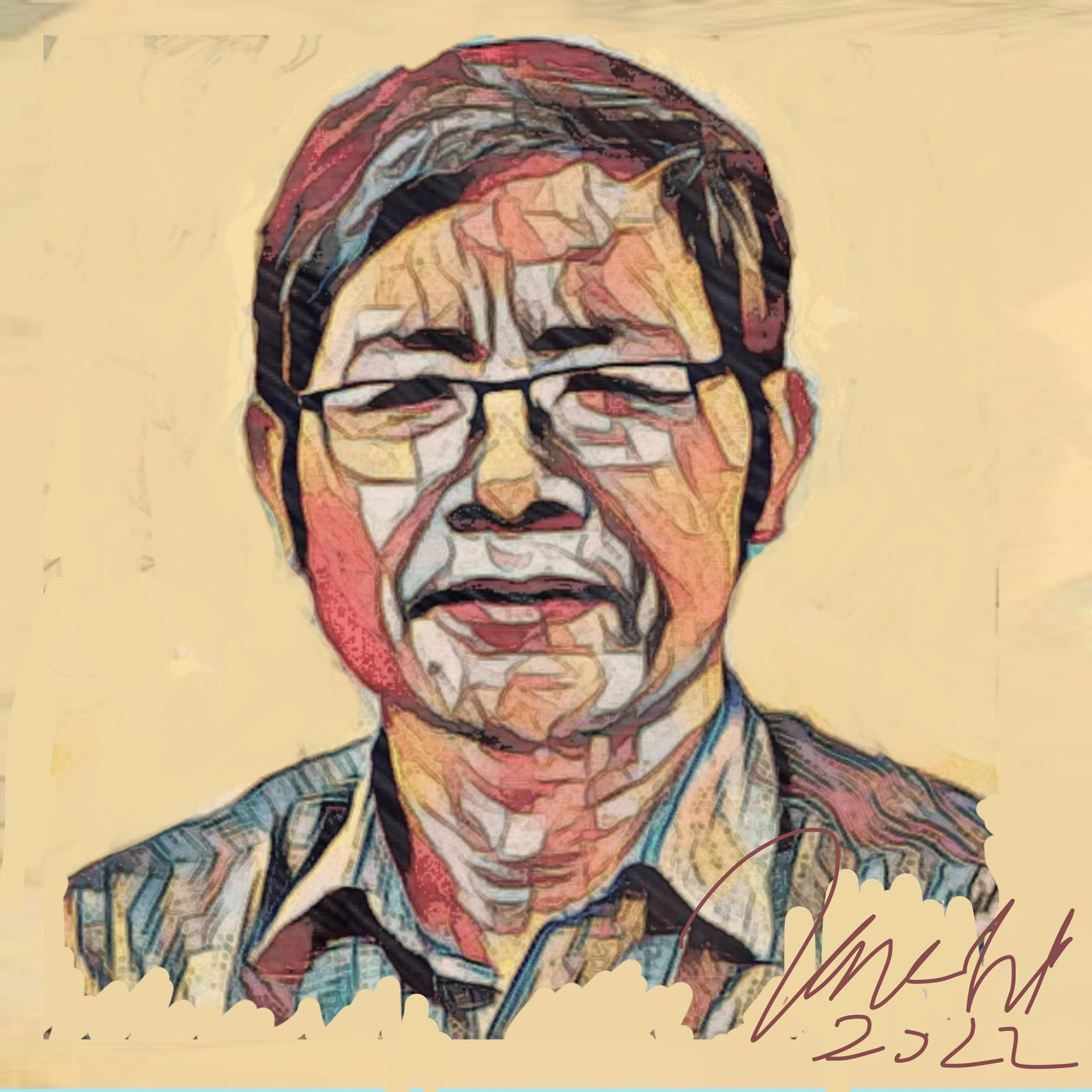 Chân dung nhà thơ Mai Thìn. Tranh của họa sĩ Nguyễn Tân Quảng.