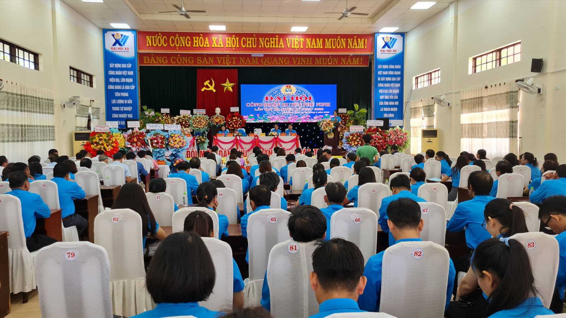 Quang cảnh Đại hội Công đoan huyện Phú Ninh diễn ra sáng nay. Ảnh: D.L