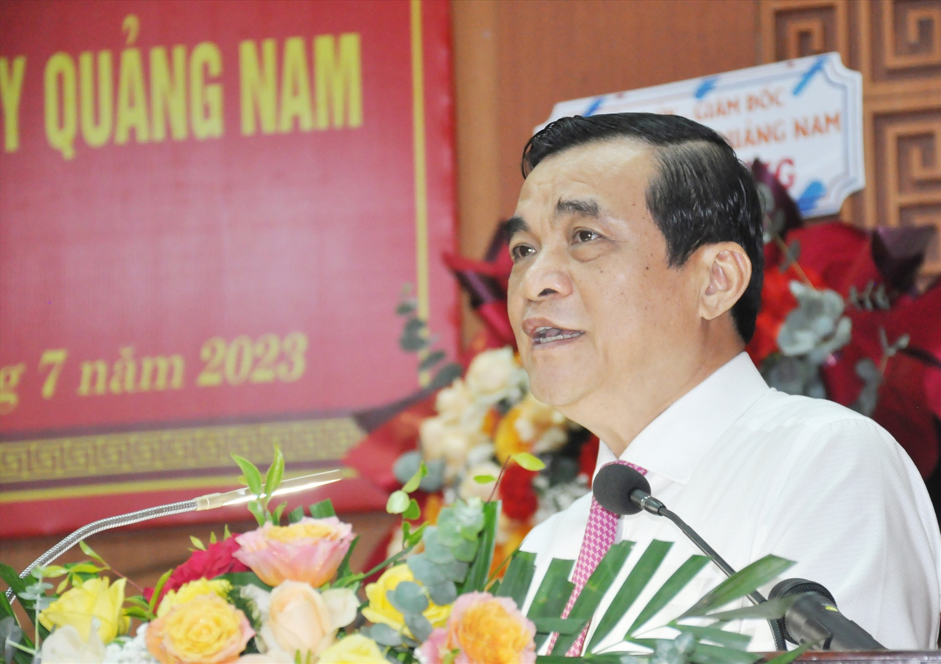 Bí thư Tỉnh ủy Phan Việt Cường phát biểu tại buổi gặp mặt. Ảnh: N.Đ