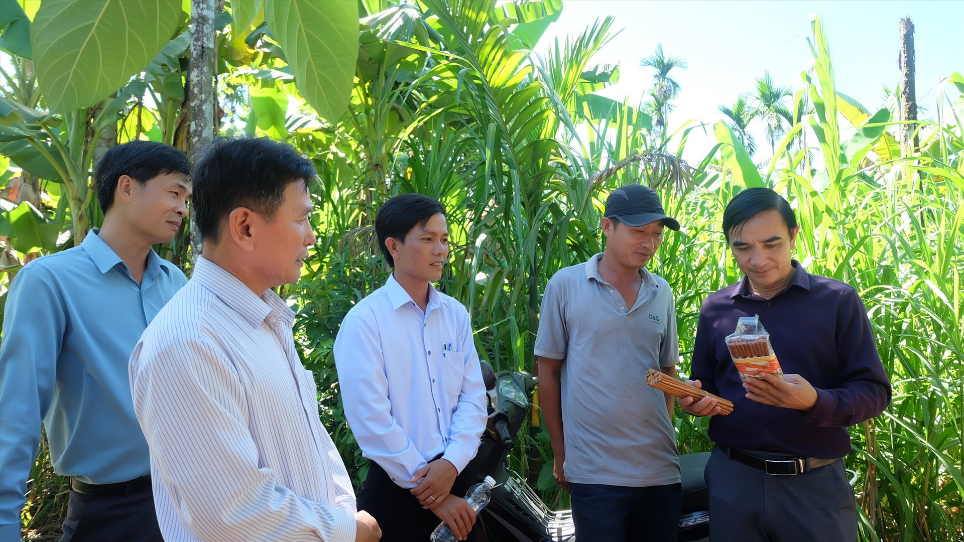 Đoàn công tác đến tư vấn kiểm tra cơ sở sản xuất đũa (tại xã Tiên Phong), sản phẩm đăng ký tham gia chương trình OCOP năm 2023. Ảnh: M.L