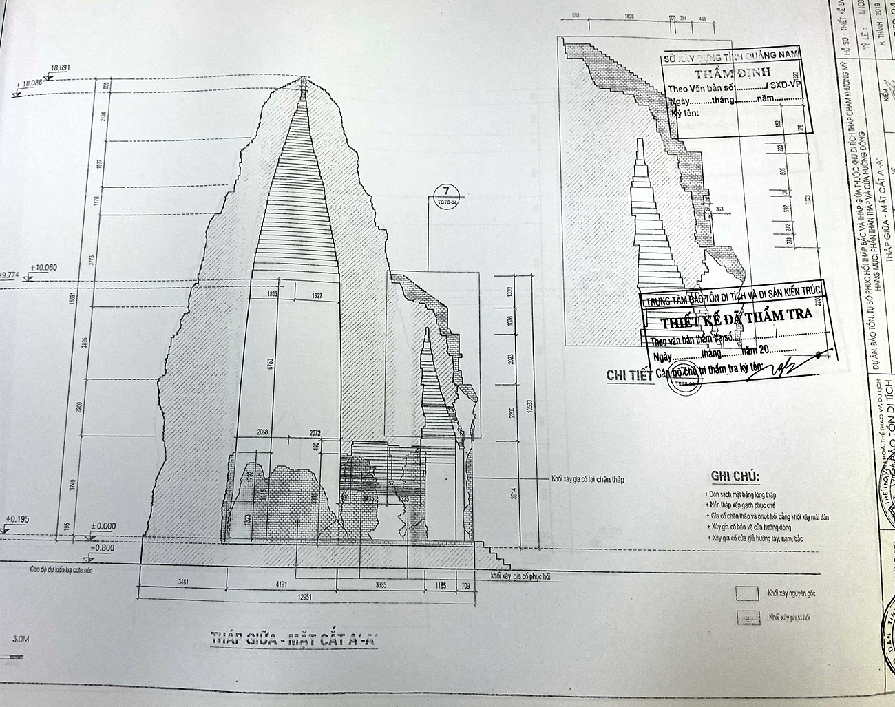 Bản vẽ hồ sơ thiết kế tu bổ hốc tường gạch tháp Giữa