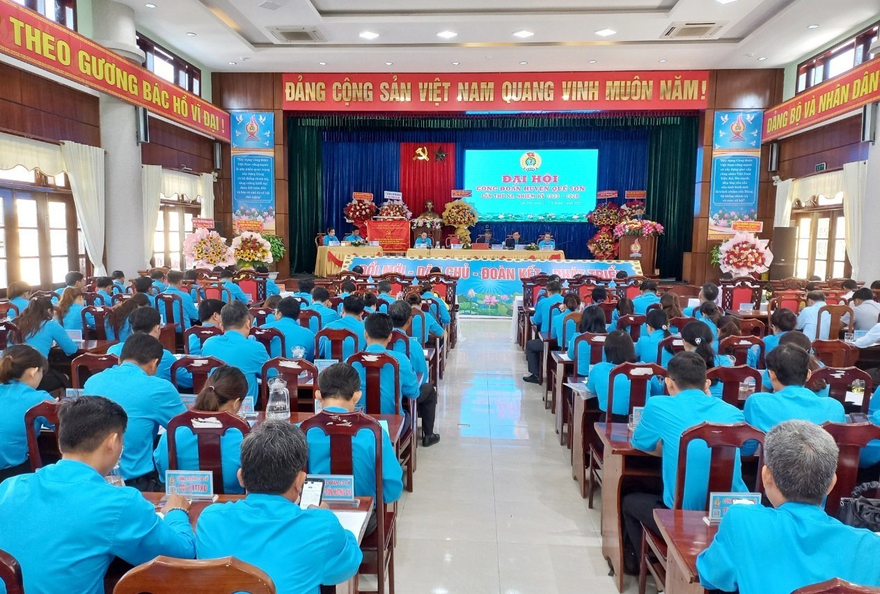 Đại hội Công đoàn huyện Quế Sơn lần thứ XI (nhiệm kỳ 2023-2028). Ảnh: DUY THÁI