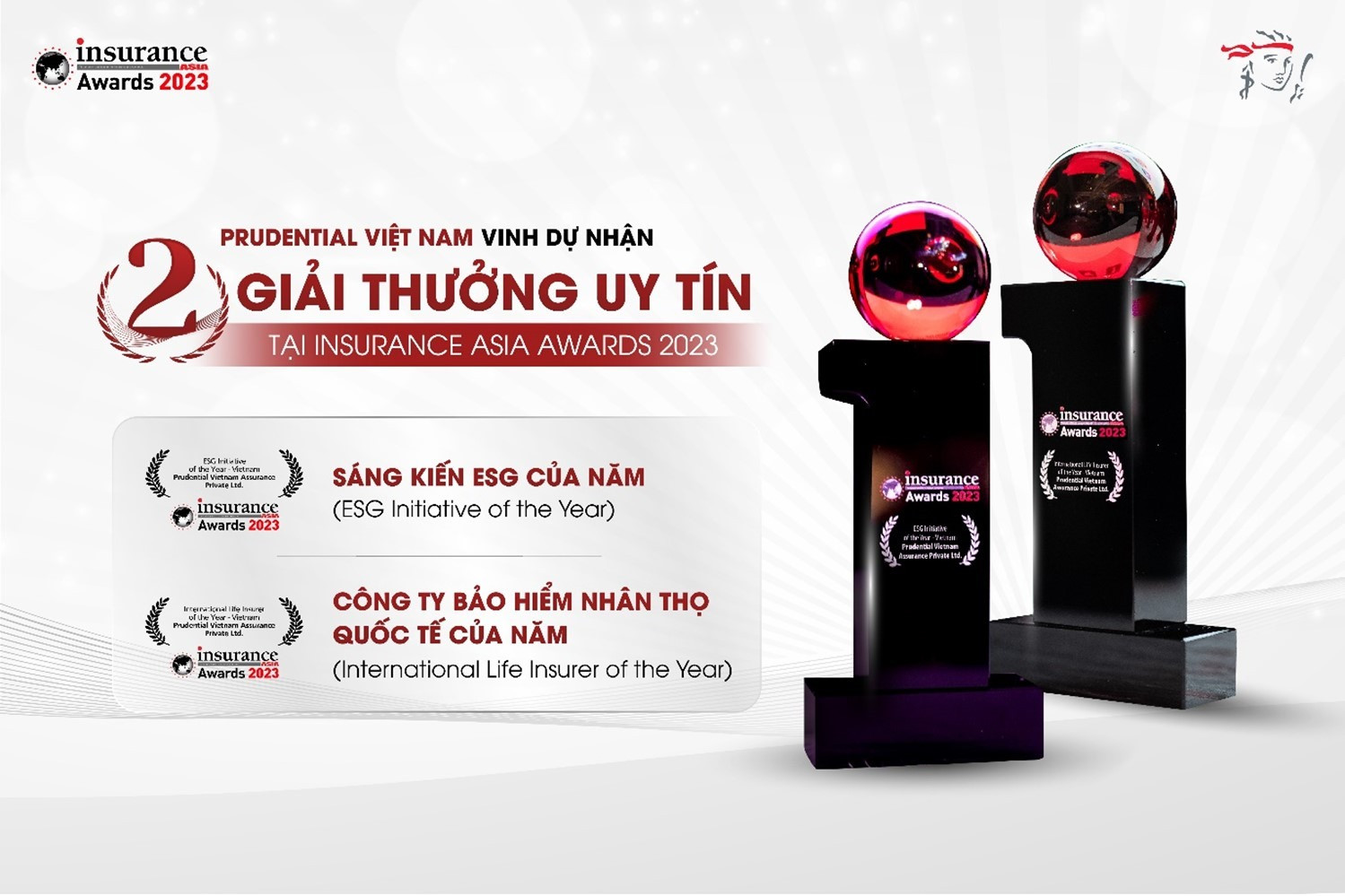 Prudential Việt Nam giành giải thưởng kép tại Insurance Asia Awards 2023.