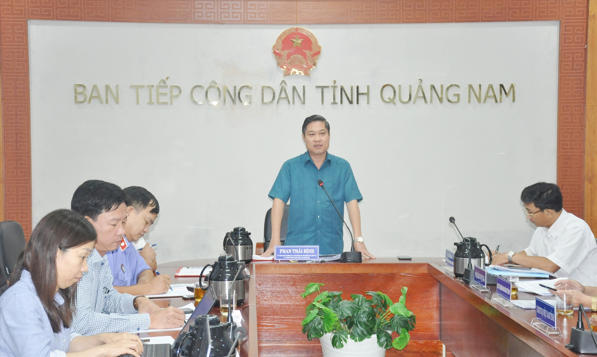 Đại biểu Quốc hội tỉnh Phan Thái Bình chủ trì buổi tiếp công dân đình kỳ tháng 8/2023. Ảnh: N.Đ