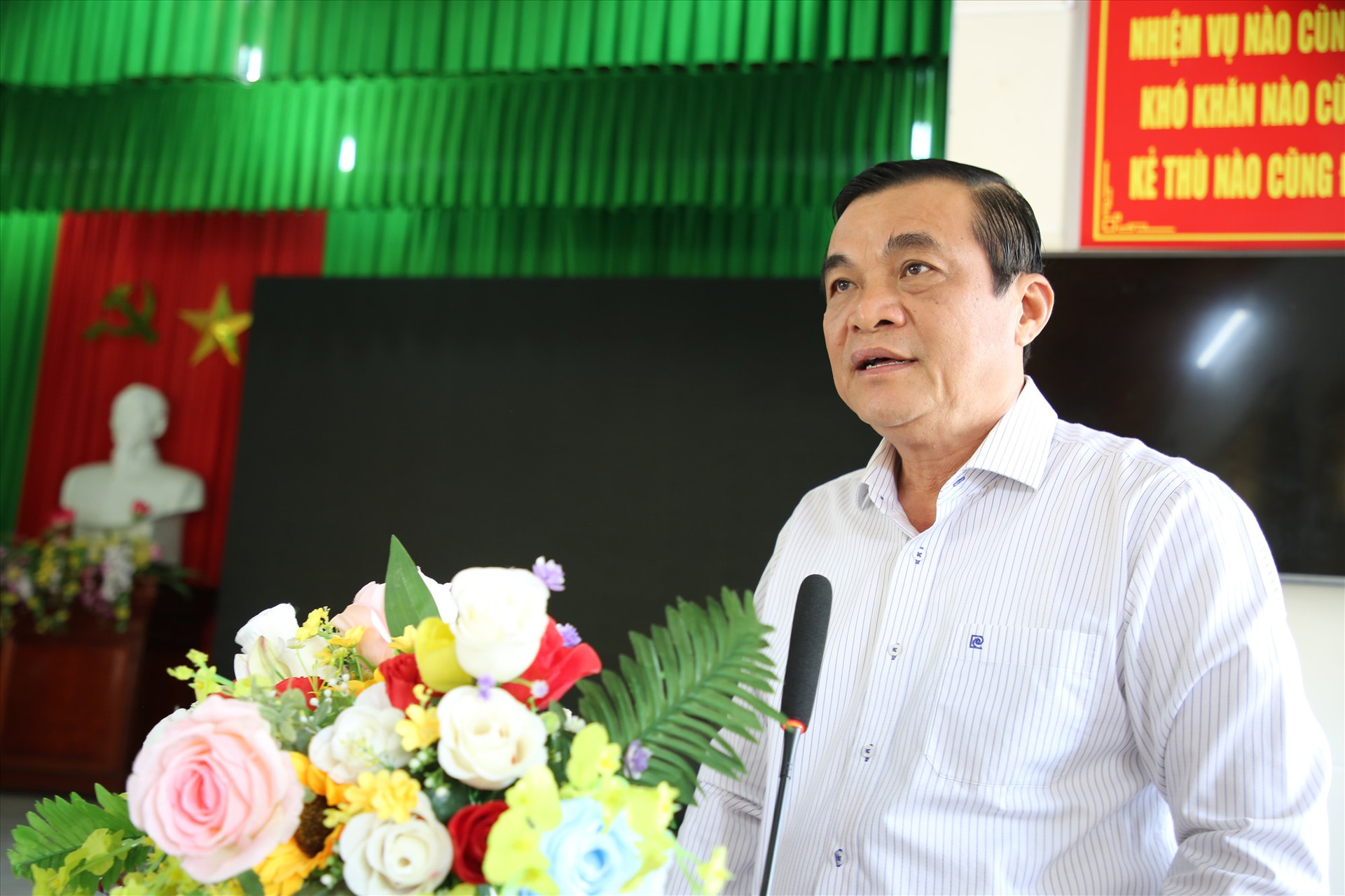 Bí thư Tỉnh ủy Phan Việt Cường phát biểu tại buổi gặp mặt. Ảnh: Đ.N