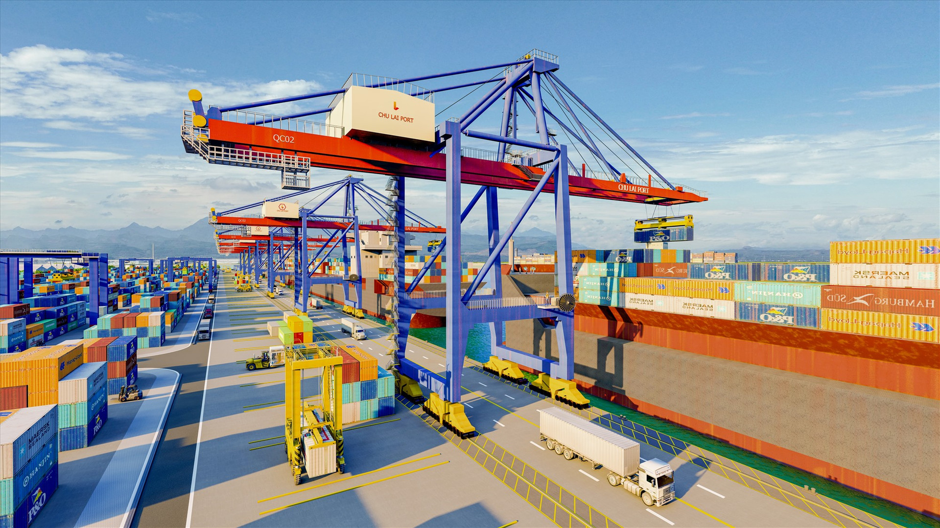 Phối cảnh 3D bến cảng 5 vạn tấn (bến số 2) tại cảng Chu Lai.