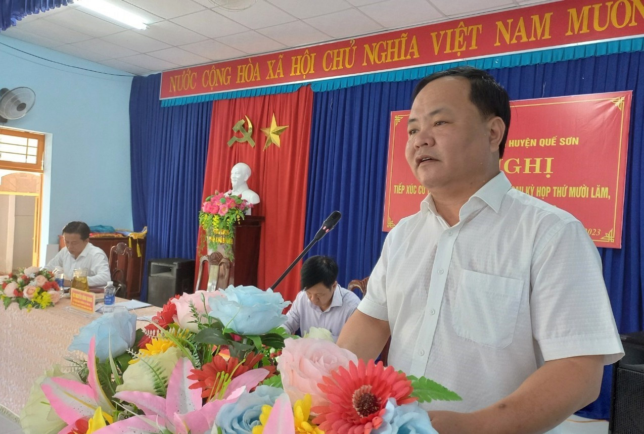 Phó Chủ tịch UBND tỉnh Nguyễn Hồng Quang giải đáp những kiến nghị của cử tri. Ảnh: DUY THÁI