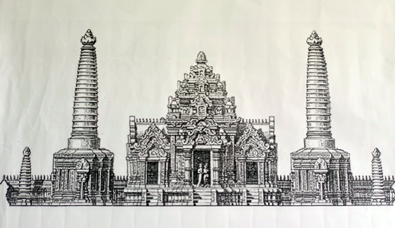 Cổng chính Phật viện được các chuyên gia Ấn Độ phác thảo.