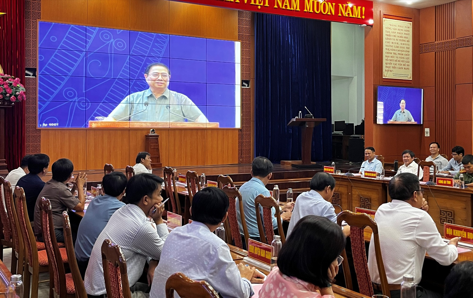 Thủ tướng Chính phủ Phạm Minh Chính phát biểu tại hội nghị tổng kết năm học 2022-2023 của Bộ GD-ĐT chiều 18/8. Ảnh: X.P