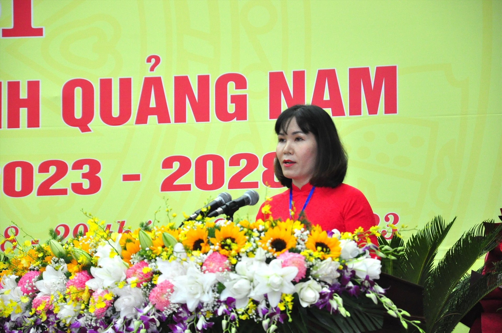 Bà Lê Thị Minh Tâm - Chủ tịch Hội Nông dân tỉnh phát biểu khai mạc đại hội. Ảnh: S.A