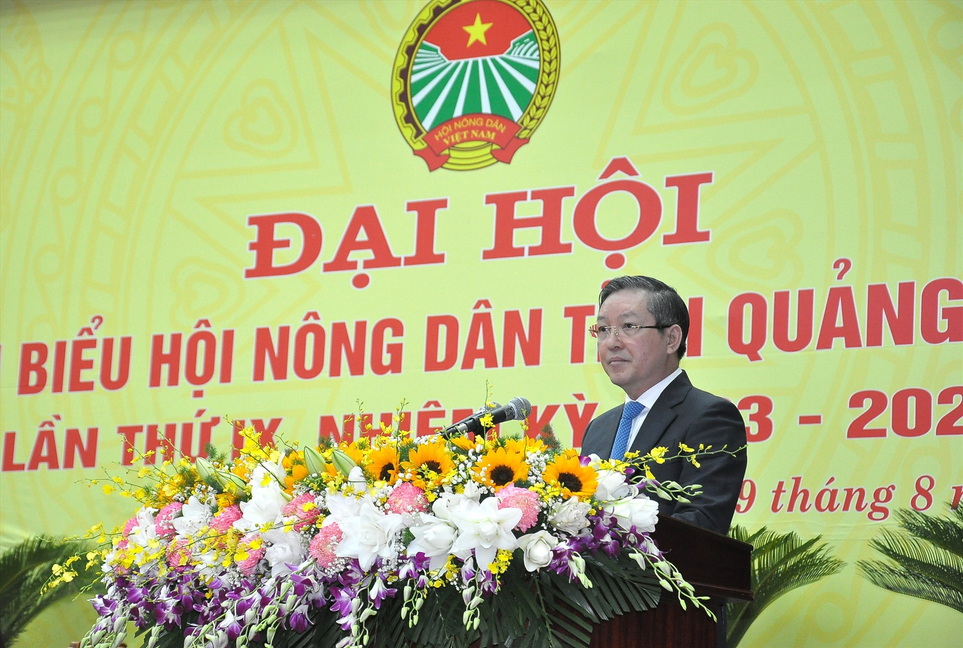 Ông Lương Quốc Đoàn - Ủy viên Trung ương Đảng, Chủ tịch Trung ương HND Việt Nam phát biểu tại đại hội.   Ảnh: PV