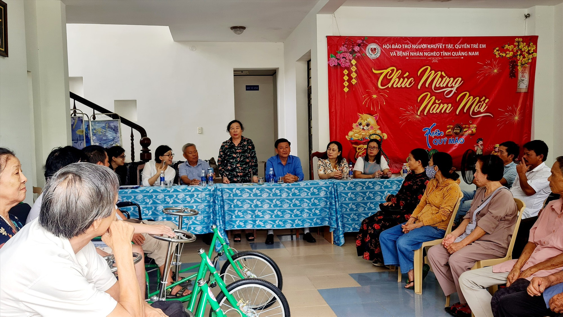 Bà Hồ Thị Thanh Lâm - Chủ tịch Hội Bảo trợ Người khuyết tật, quyền trẻ em và bệnh nhân nghèo tỉnh Quảng Nam phát biểu tại buổi lễ. Ảnh: H.LIÊN