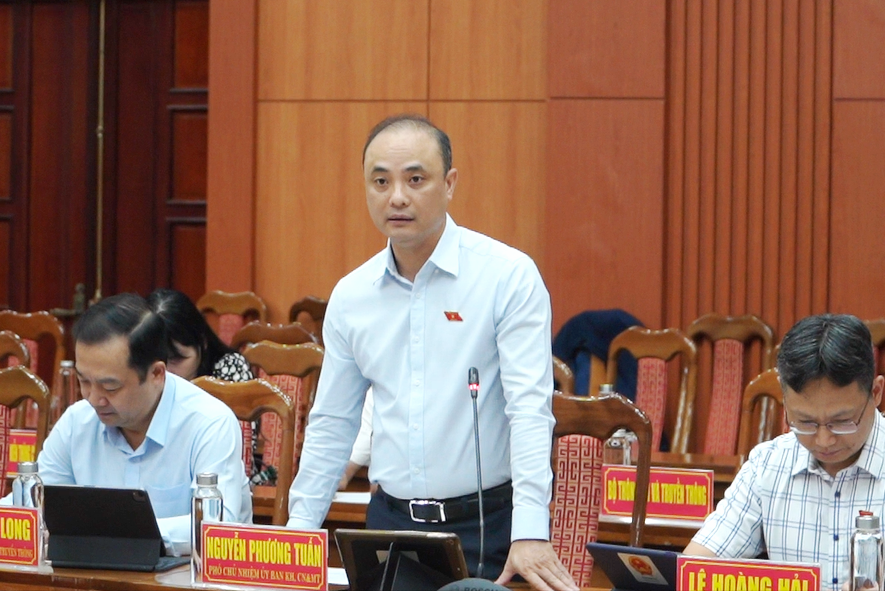 Ông Nguyễn Phương Tuấn- Phó Chủ nhiệm Ủy ban KHCN&MT của Quốc Hội phát biểu tại buổi làm việc. Ảnh:T-T