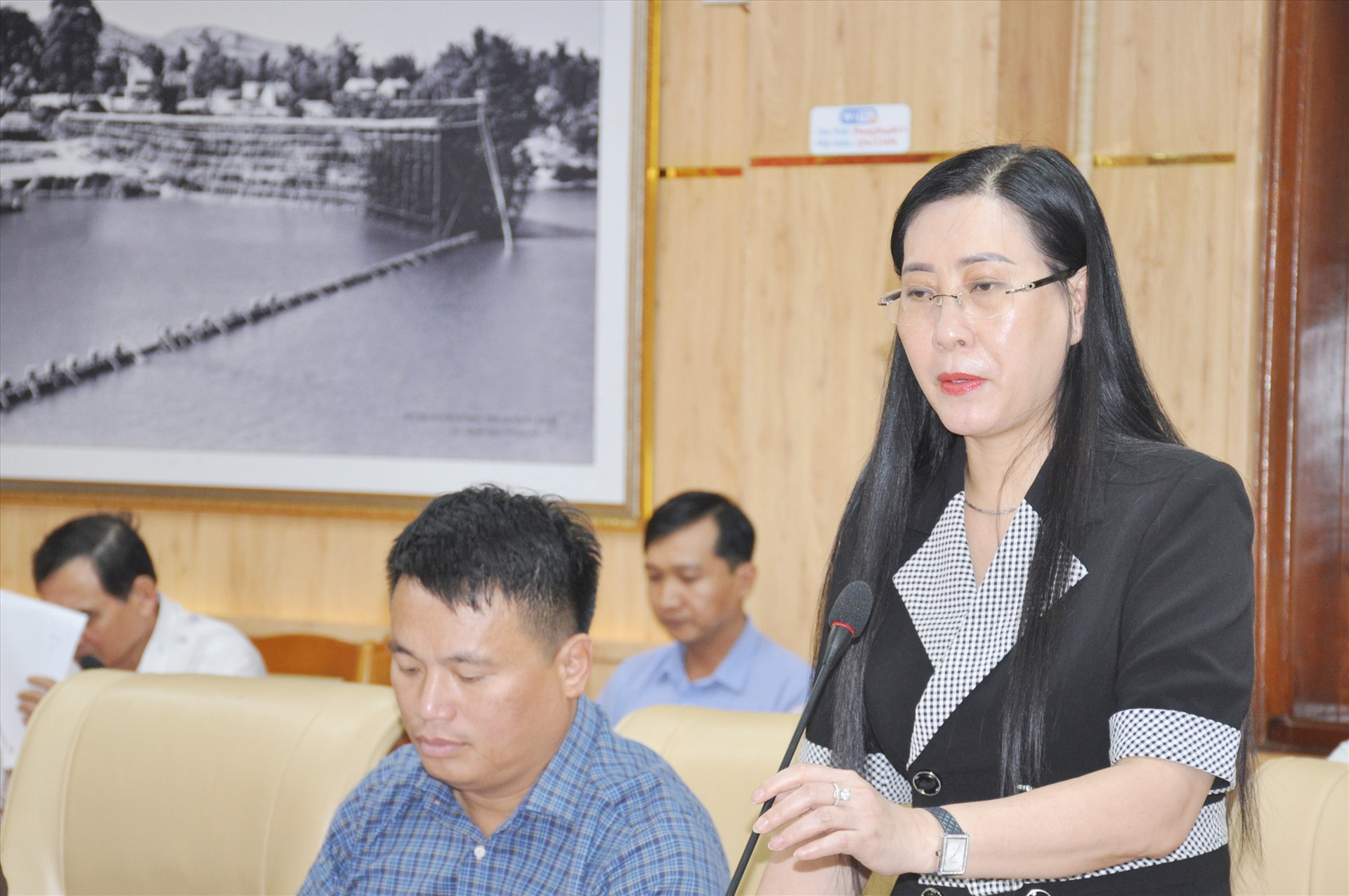 Bí thư Tỉnh ủy Quảng Ngãi Bùi Thị Quỳnh Vân phát biểu tại cuộc làm việc. Ảnh: N.Đ