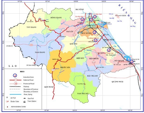 Bản đồ hành chính tỉnh Quảng Nam.