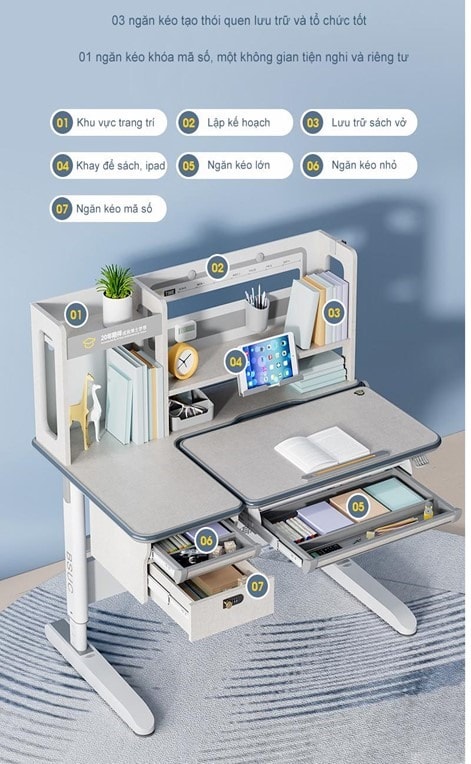 Bàn học sinh chống gù BSUC với nhiều tiện ích