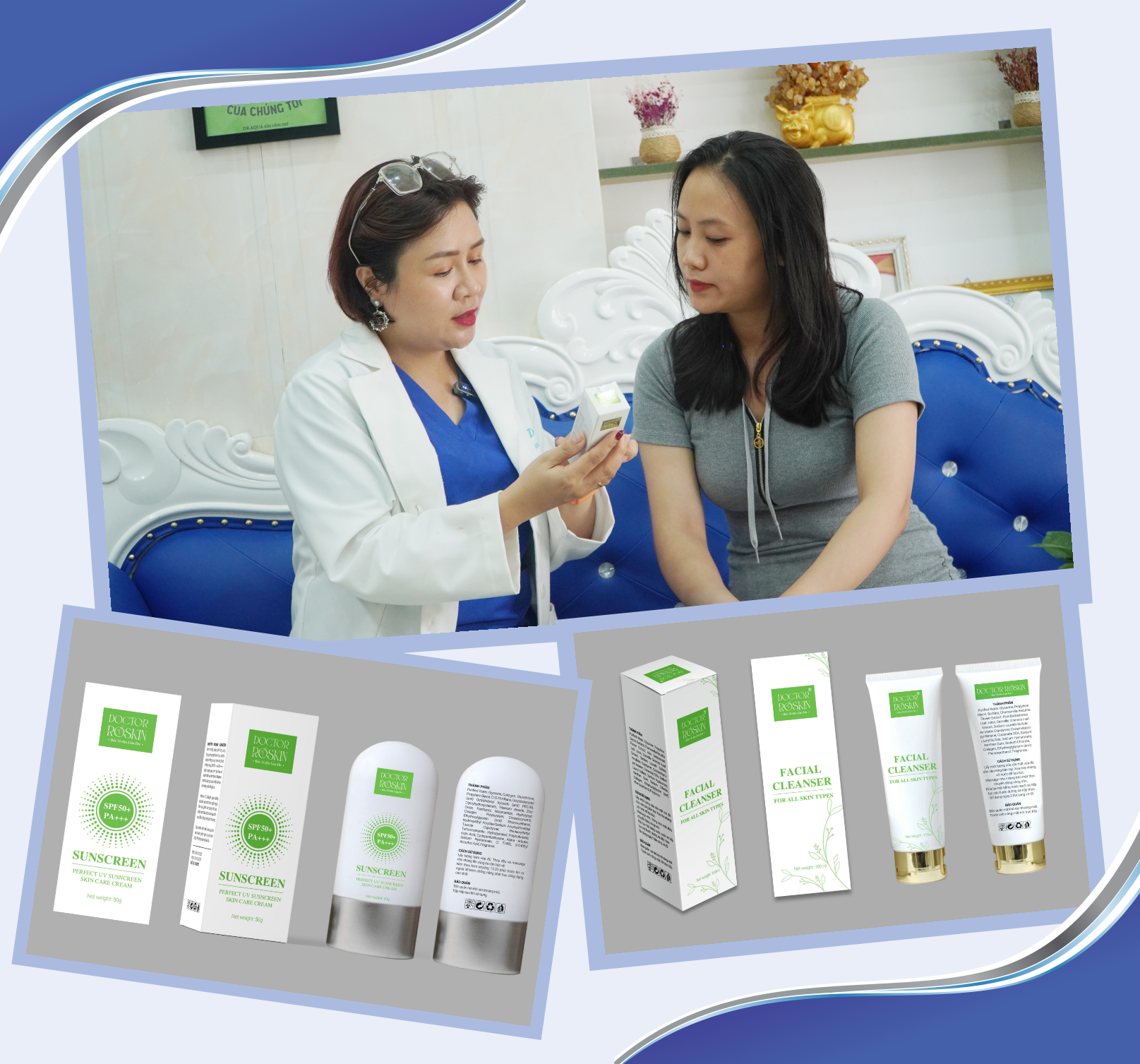 Bộ sản phẩm chăm sóc và điều trị da Doctor Roskin phù hợp với làn da phụ nữ Việt. Ảnh: PHAN VINH