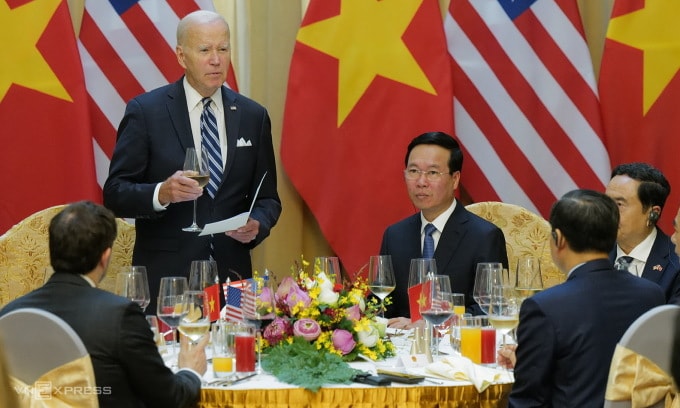 Tổng thống Hoa Kỳ Joe Biden lẩy Kiều trong tiệc chiêu đãi của Chủ tịch nước Võ Văn Thưởng ngày 11-9. Ảnh: Internet