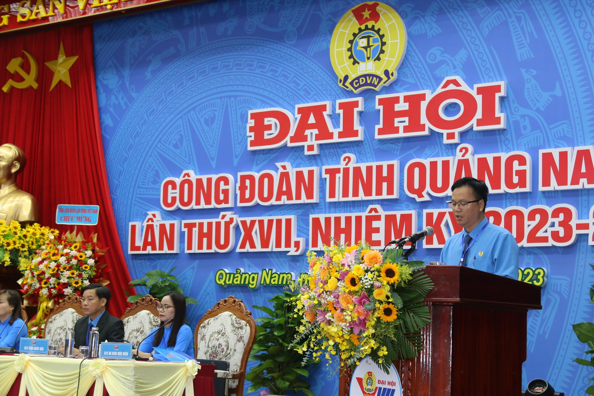Ông Nguyễn Quí Quý - Phó Giám đốc Sở LĐ-TB&XH tham luận tại Đại hội. Ảnh: D.L