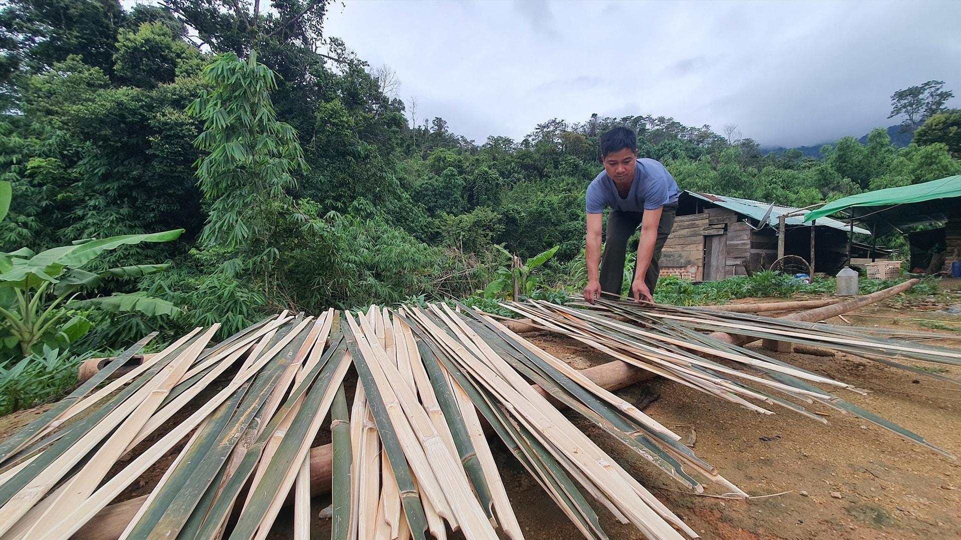 Hồ Văn Đoàn rời làng cũ, ra dựng nhà ở thôn 2 từ tháng 4/2021. Ảnh: C.Q