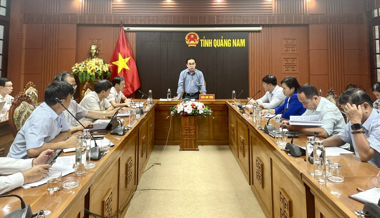 Phó Chủ tịch UBND tỉnh Trần Anh Tuấn chủ trì cuộc họp. Ảnh: PT