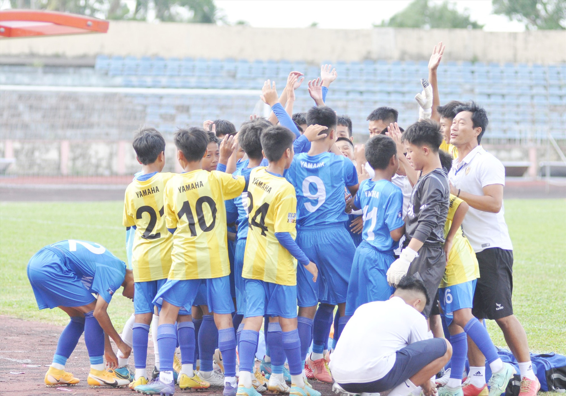 Đội bóng U13 Quảng Nam tham gia giải bóng đá Thiếu niên Cúp Yamaha năm 2023 quốc gia tại Quảng Nam. Ảnh: A.S