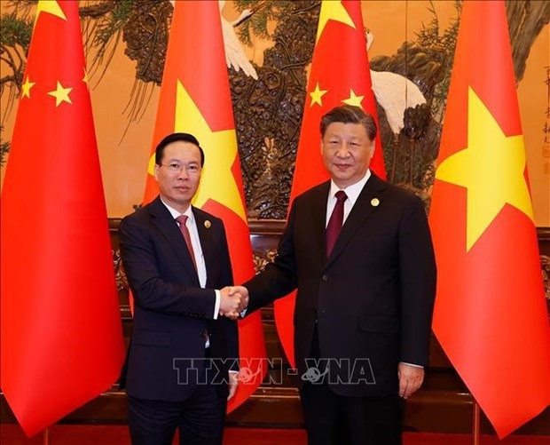 Vietnamese President Vo Van Thuong (L) and General Secretary of the Communist Party of China Central Committee and President of China Xi Jinping. (Photo: VNA)