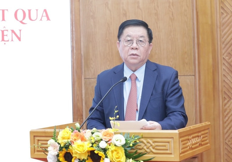 Đồng chí Nguyễn Trọng Nghĩa, Bí thư Trung ương Đảng, Trưởng Ban Tuyên giáo Trung ương phát biểu tại buổi Lễ